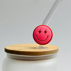 Straw Charm - Pink Smiley Face