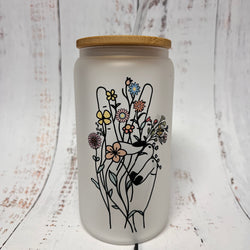 Glass Can Tumbler - 16oz Floral Peace