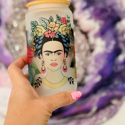 Glass Can Tumbler - Frida Kahlo Inspired