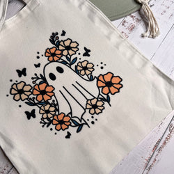 Canvas Tote Bag - Floral Ghost