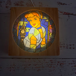 Cinderella Inspired Stained Glass look Wood Night Light