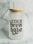 16oz Glass Can Tumbler - Cold Brew Babe