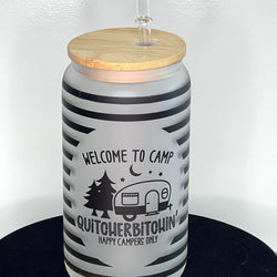 Glass Can Tumbler - Happy Campers ONLY