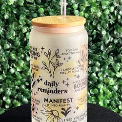 Glass Can Tumbler - Daily Affirmations- Clean