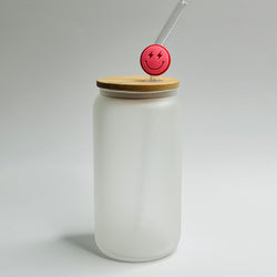 Straw Charm - Pink Smiley Face