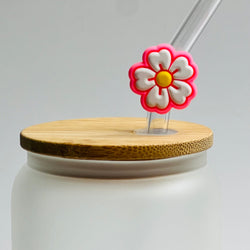 Straw Charm - Pink and White Flower